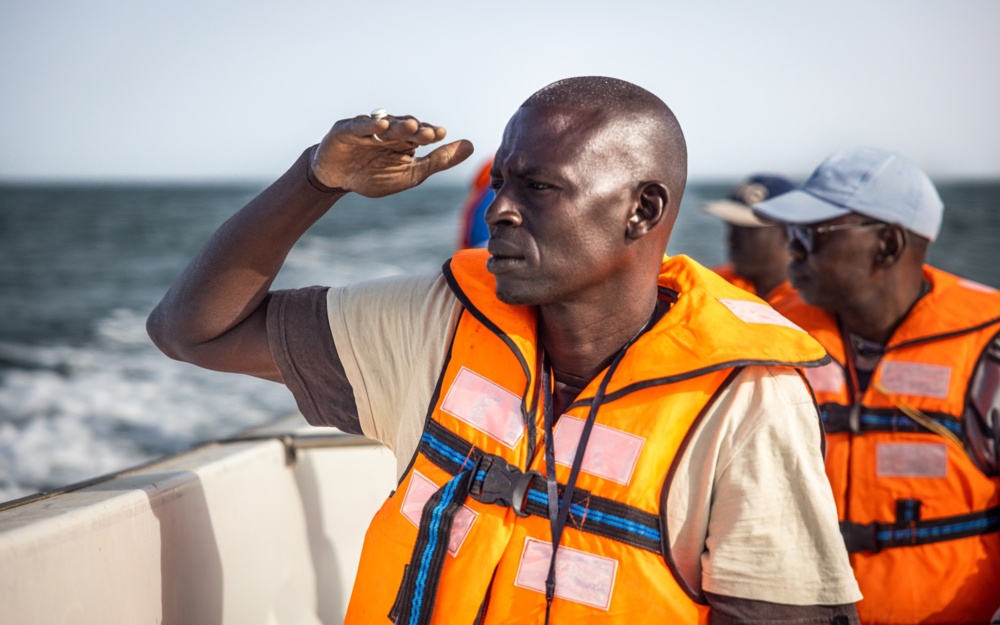 Surveillance boat using the DASE app looking for trawlers fishing illegally