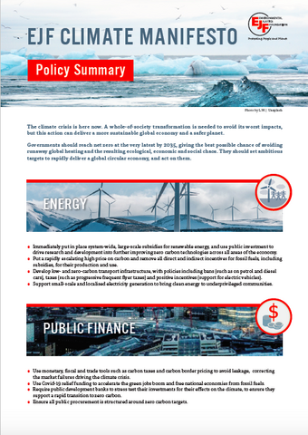EJF climate manifesto: Policy summary