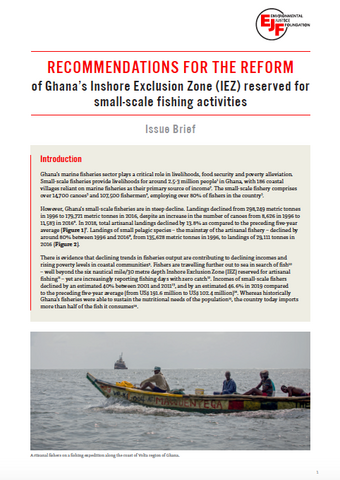 Recommendations for the reform of Ghana’s Inshore Exclusion Zone (IEZ) reserved for small-scale fishing activities