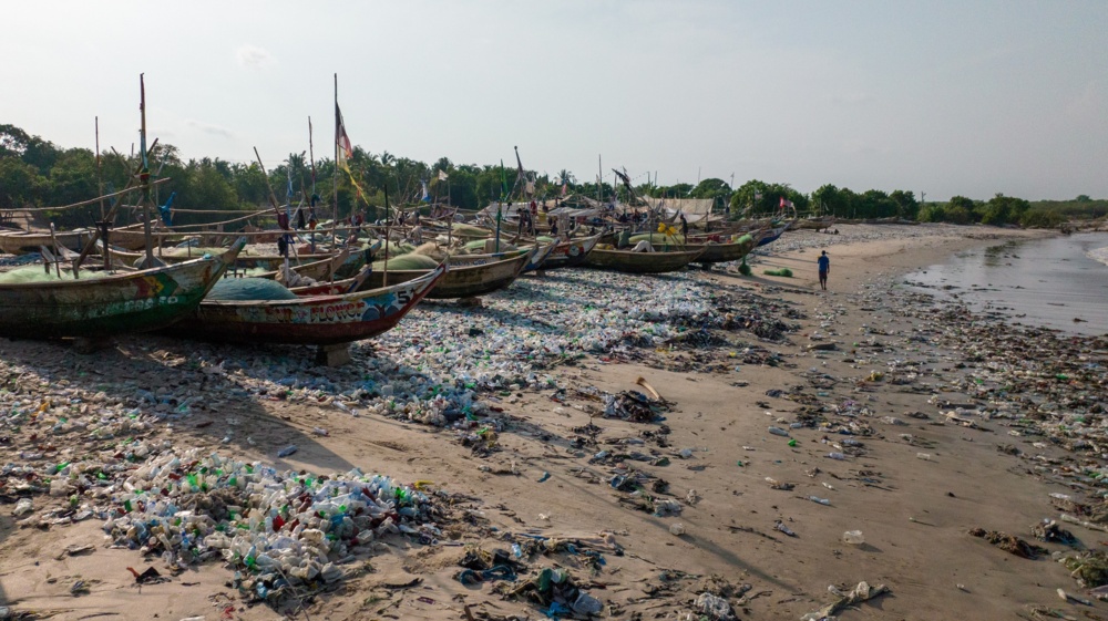 Plastic pollution Ghana beach