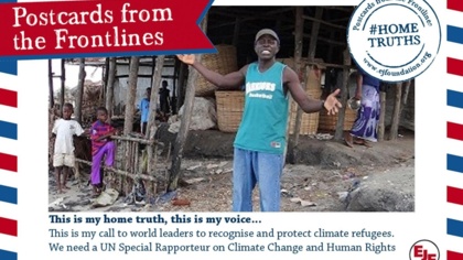 Postcards from the Frontlines will be sent to the UN on the occasion of the Climate Summit