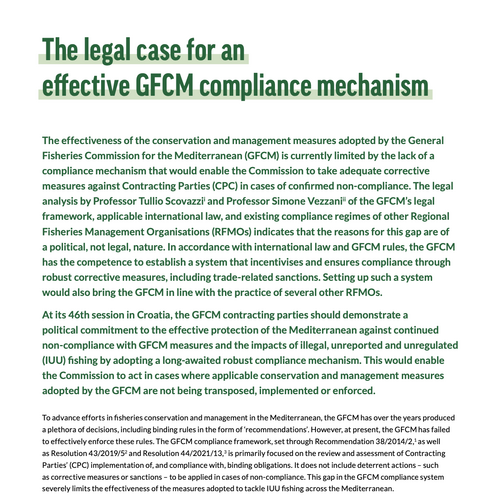 Policy brief : The legal case for an effective GFCM compliance mechanism
