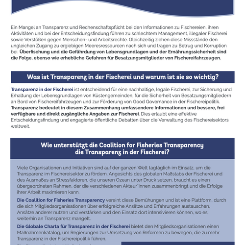 Globale Charta für Transparenz in der Fischerei