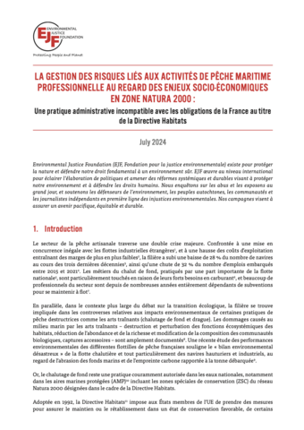 La gestion des risques liés aux activités de pêche maritime professionnelle au regard des enjeux socio-économiques en zone Natura 2000 : Une pratique administrative incompatible avec les obligations de la France au titre de la Directive Habitats