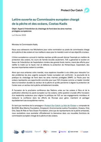 Lettre ouverte au Commissaire européen chargé de la pêche et des océans, Costas Kadis