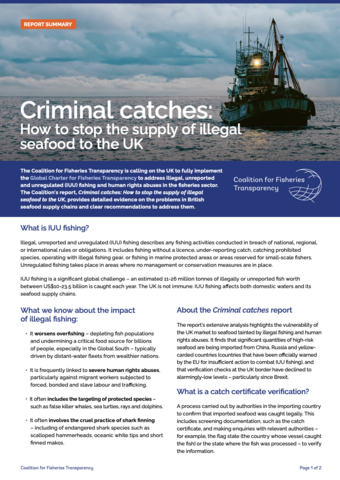 Criminal catches: How to stop the supply of illegal seafood to the UK - Report Summary