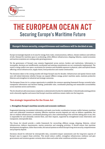 The European Ocean Act: Securing Europe’s Ocean Future