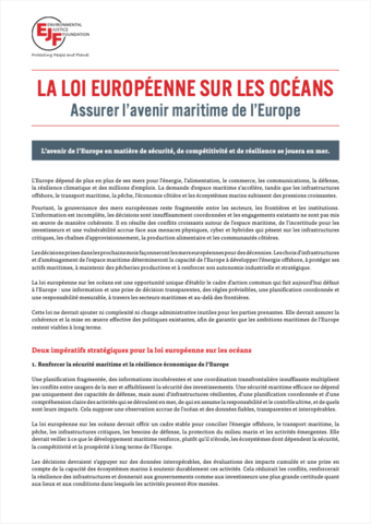 LA LOI EUROPÉENNE SUR LES OCÉANS: Assurer l’avenir maritime de l’Europe