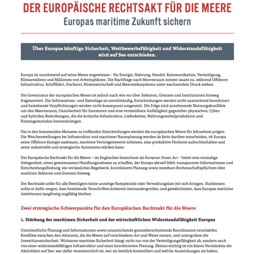 Der Europäische Rechtsakt Für Die Meere: Europas maritime Zukunft sichern