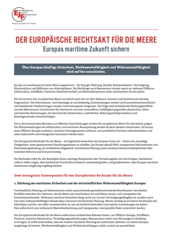 Der Europäische Rechtsakt Für Die Meere: Europas maritime Zukunft sichern