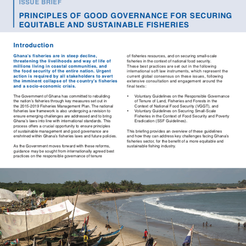 Principles of good governance for securing equitable and sustainable fisheries