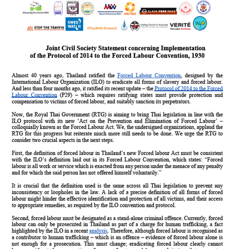 Joint Civil Society Statement concerning Implementation of the Protocol of 2014 to the Forced Labour Convention - English