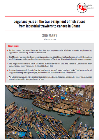 Legal analysis on the trans-shipment of fish at sea from industrial trawlers to canoes in Ghana