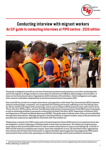 Conducting interviews with migrant workers