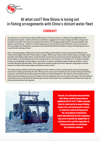 At what cost? How Ghana is losing out in fishing arrangements with China’s distant water fleet: summary