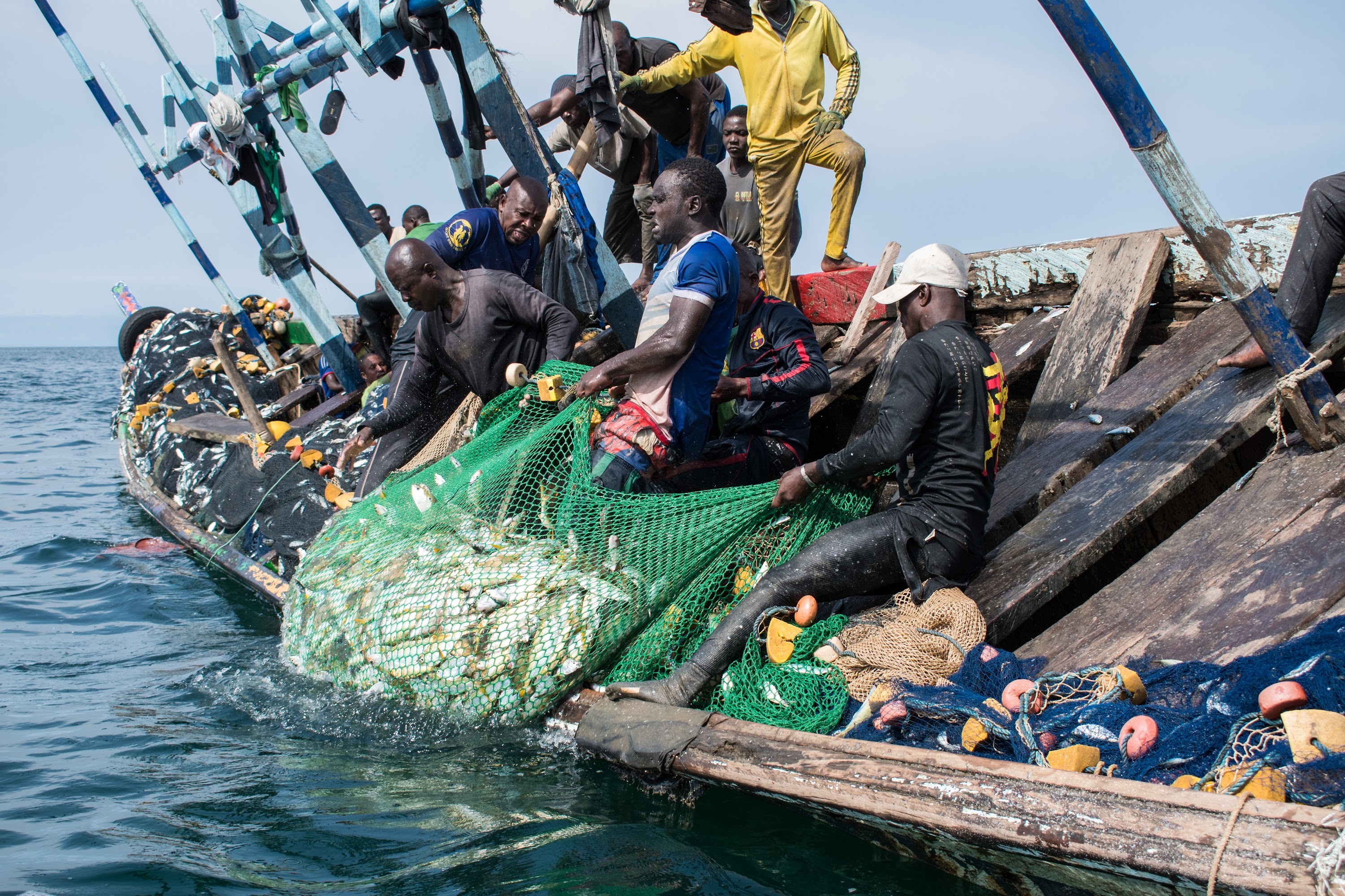 Artisanal fishers of Mbiako fishing at sea