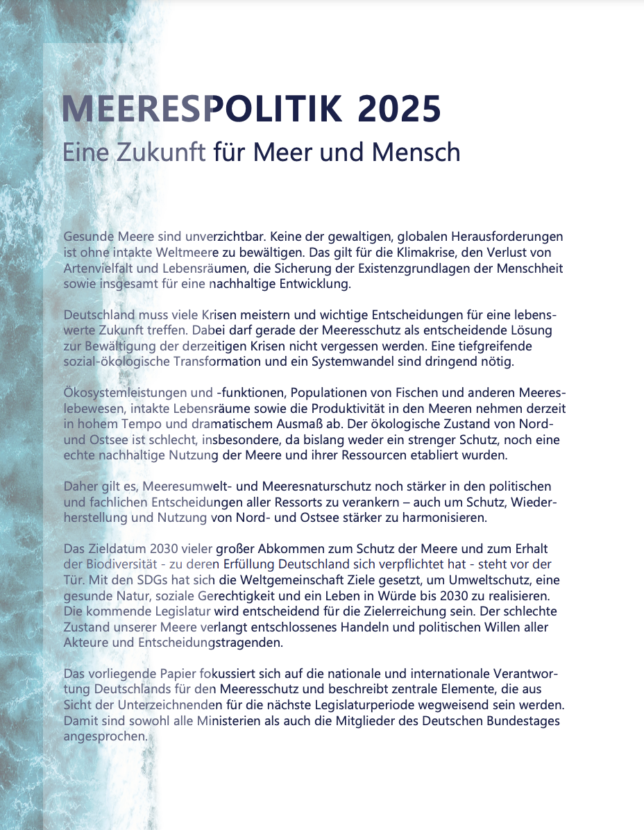 Meerespolitik 2025: Eine Zukunft für Meer und Mensch