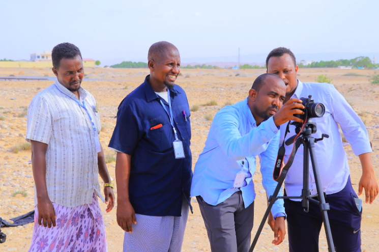 Camera training for journalists, Somalia.