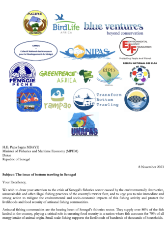 Lettre ouverte adressée au Ministre des Pêches et de l’Économie maritime (MPEM) du Sénégal - Problématique du chalutage de fond au Sénégal