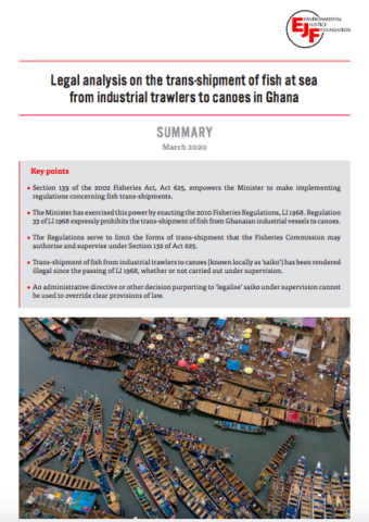 Rechtliche Analyse der Umladung von Fisch auf See von industriellen Trawlern auf Kanus in Ghana