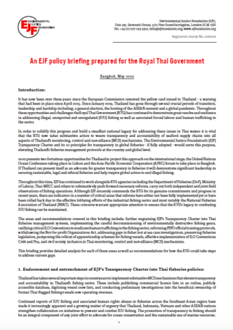 EJF policy briefing prepared for the Royal Thai Government